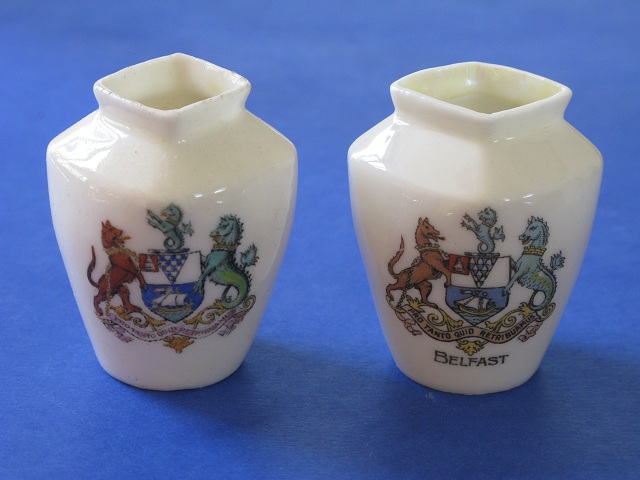 Miniature Armorial Diamond Vases !!